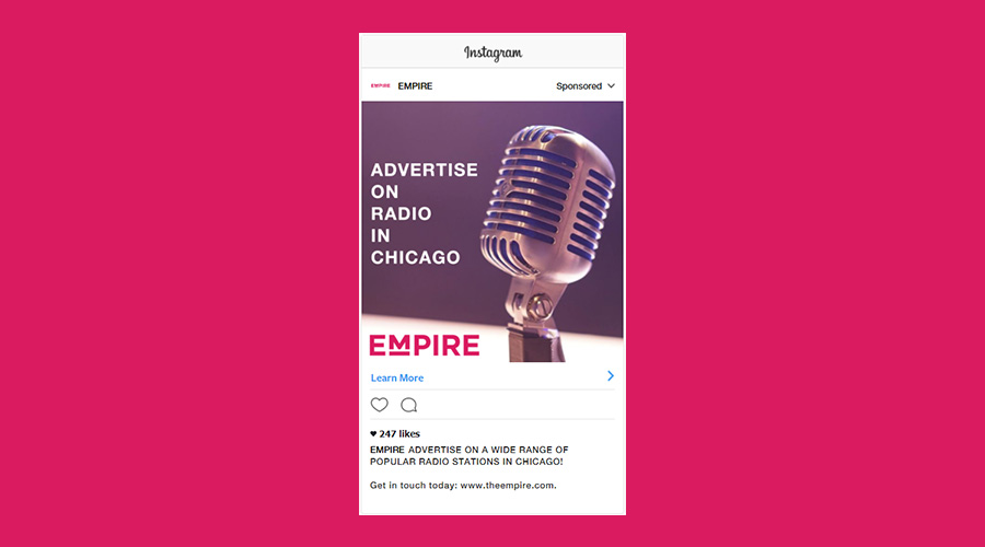 instagram photo ads example advertise on radio in chicago
