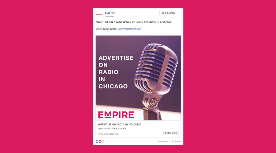 photo ad example facebook advertise on radio in chicago