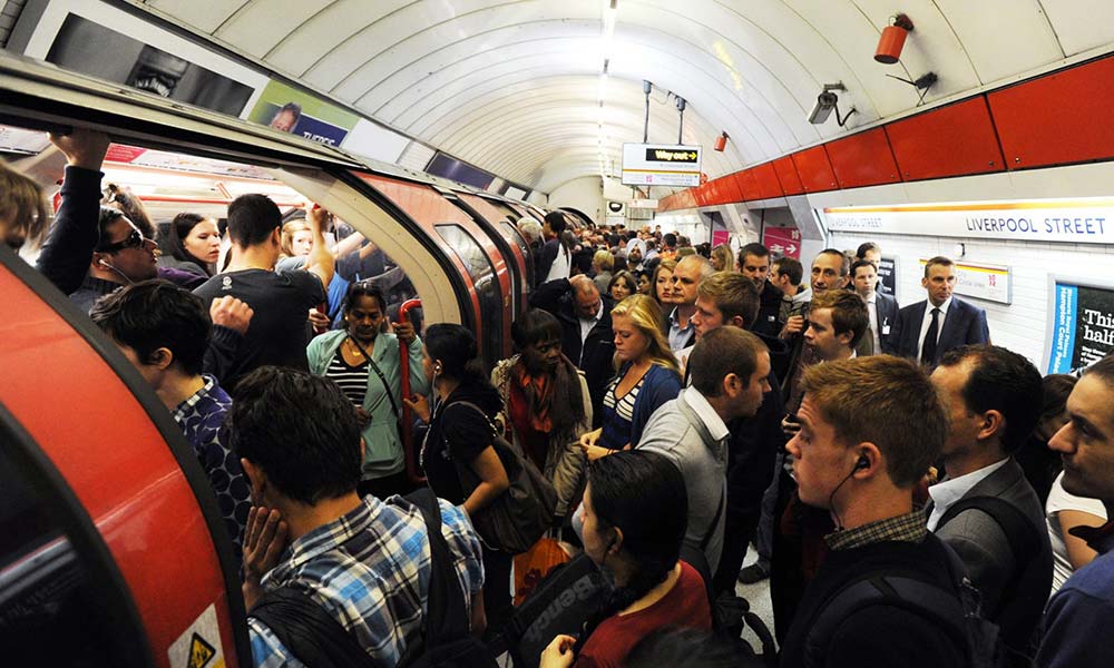 wide target market exposure in the london underground - big crowds